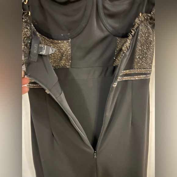 H:ours el dorado mini dress XS corset black metallic romantic whimsy goth​​​​​​ - Picture 9 of 16